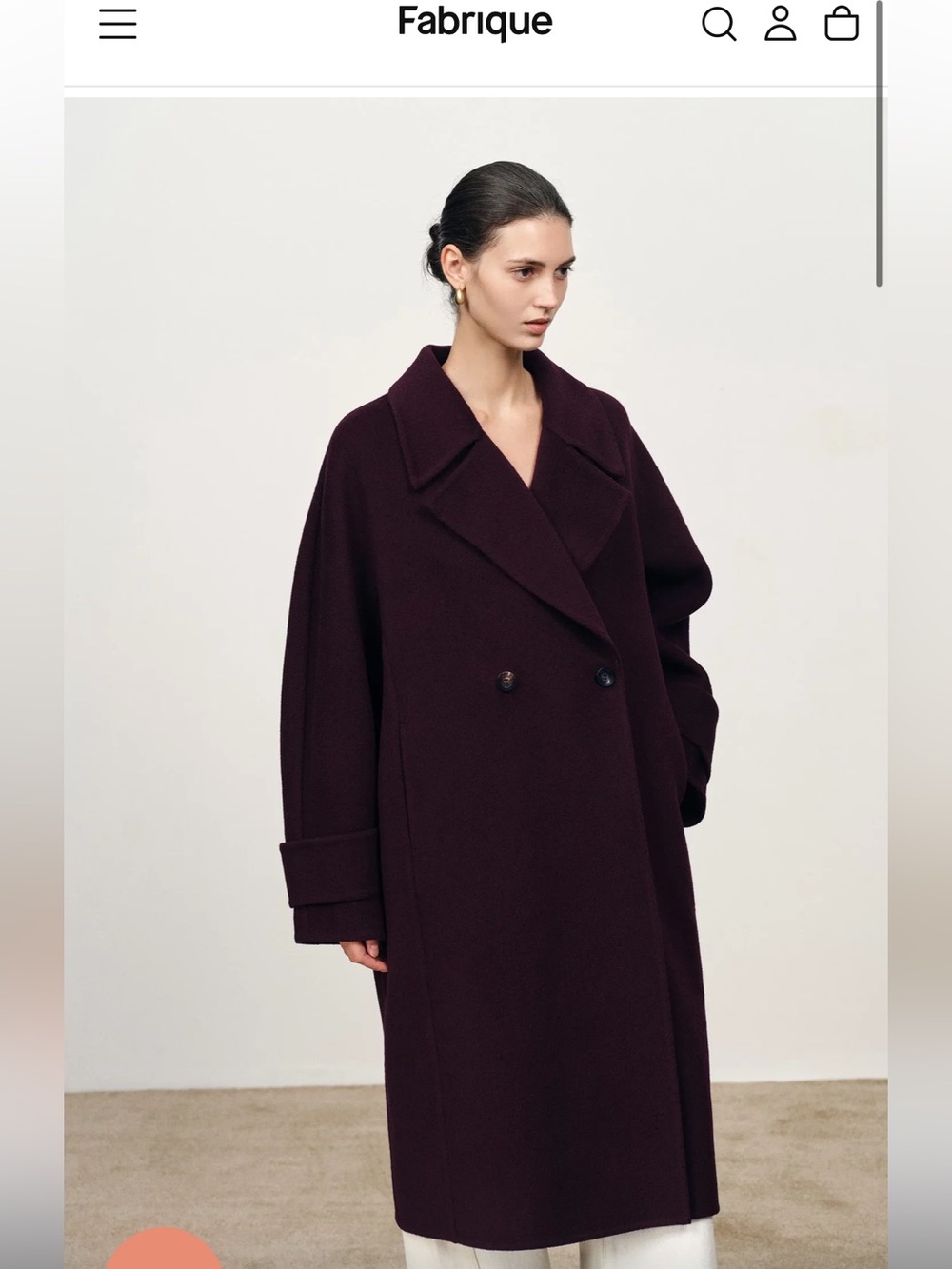 Fabrique Emma Double Faced Cocoon Coat in Merino Wool - worn once